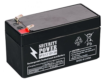 Аккумуляторная батарея Security Power SP 12-1.3, F1, 12В, 1.3Ач